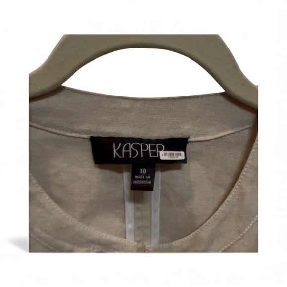 Kasper Safari Style Blazer Jacket Linen Blend Cream/Tan Size 10 - Picture 10 of 12